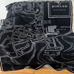 Village of Kohler Wisconsin map - wool throw blanket - never used, new with tags